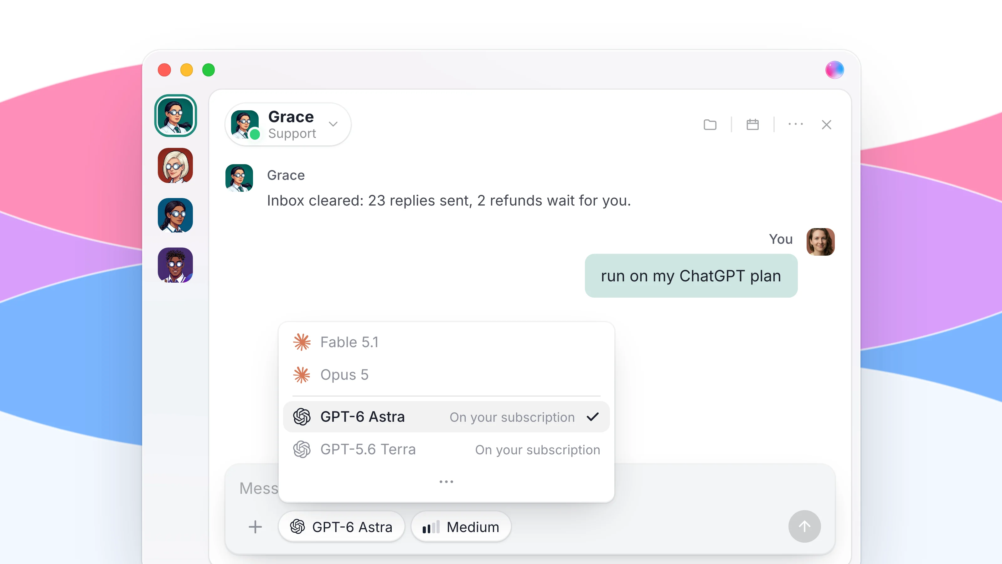 Run your Dock agents on the ChatGPT plan you already pay for