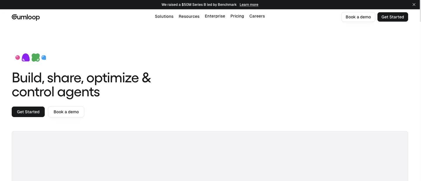 Gumloop homepage, September 2026
