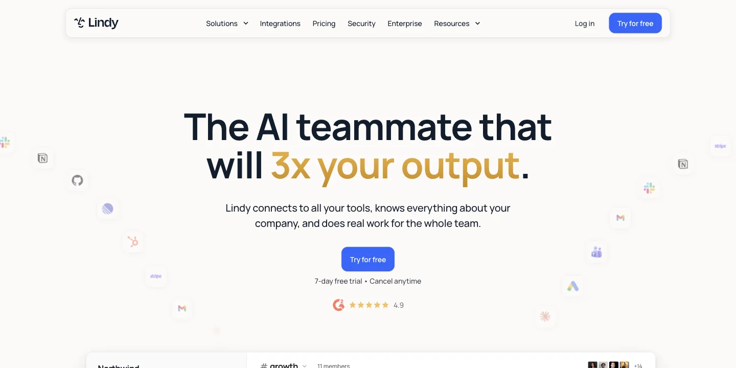 Lindy homepage, September 2026
