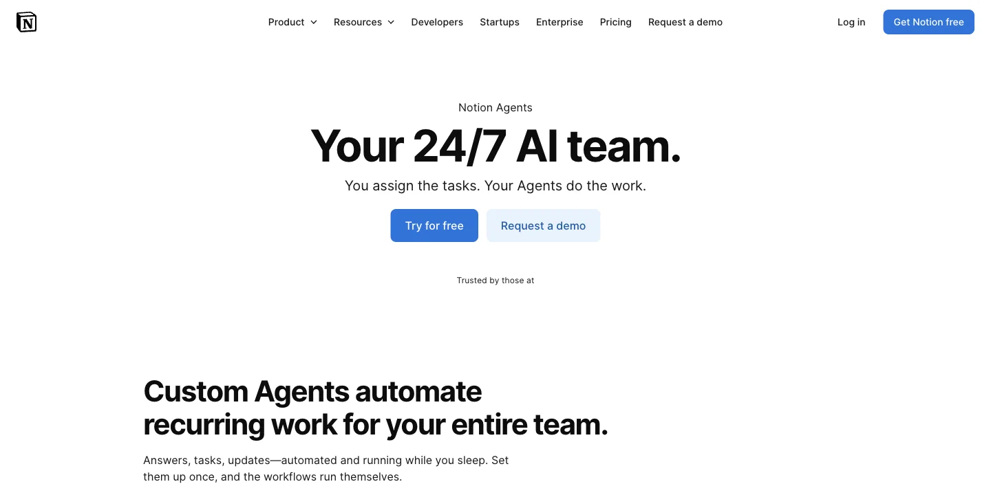 Notion homepage, September 2026